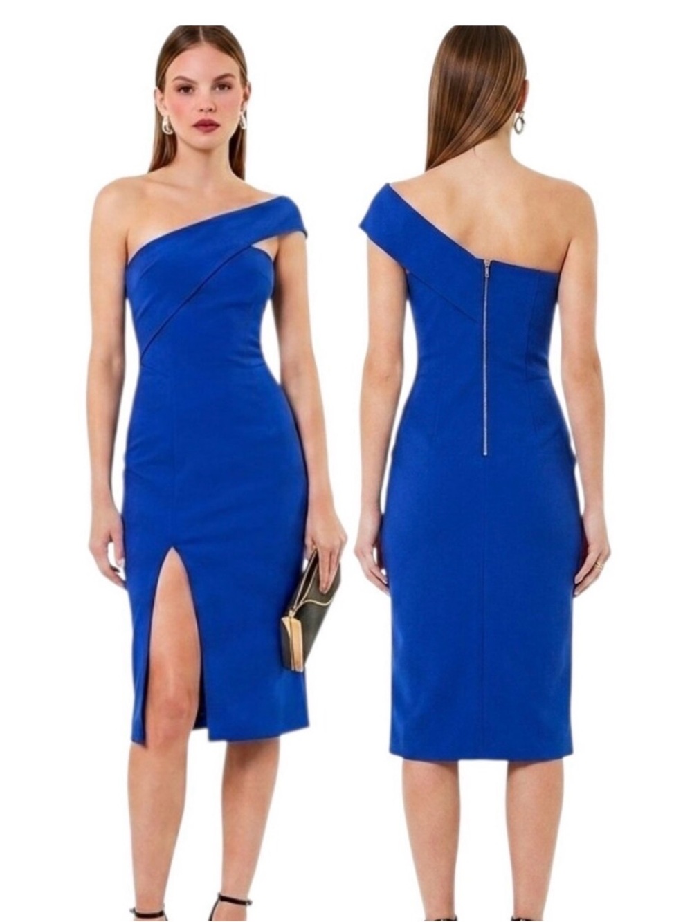 Nicholas One-Shoulder Sheath Dress in Cobalt Blue